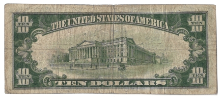 New Store Items 1929 $10 FNB OF MONONGAHELA CITY, PA TY 1 $10 NATIONAL BANKNOTE, CHTR #5968-FINE