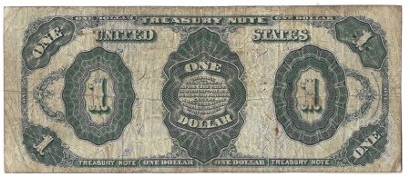 Large Treasury Note 1891 $1 TREASURY NOTE, FR-352, BRUCE-ROBERTS, HONEST CIRCULATED “FINE”