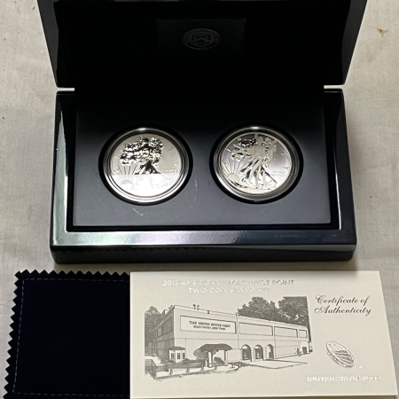 American Silver Eagles 2013-W WEST POINT 1OZ AMERICAN SILVER EAGLE 2 COIN SET PROOF & REV PR, GEM W/OGP