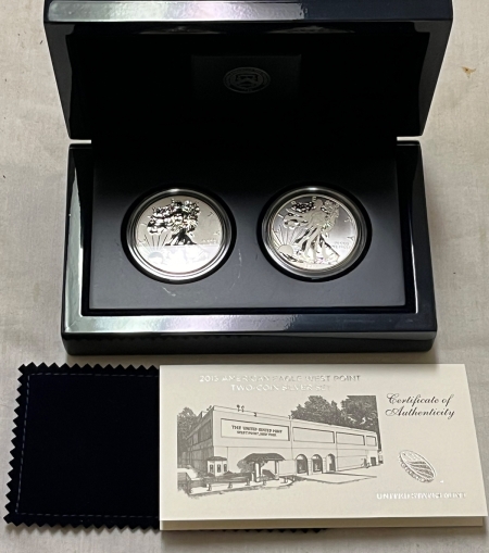 American Silver Eagles 2013-W WEST POINT 1OZ AMERICAN SILVER EAGLE 2 COIN SET PROOF & REV PR, GEM W/OGP