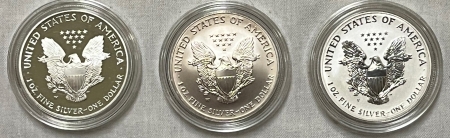 American Silver Eagles 2006-W $1 AMERICAN SILVER EAGLE 20TH ANNIVERSARY 3 COINS SET – GEM BU/PR IN OGP!