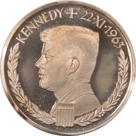 Exonumia 1963 GERMANY SILVER DUCAT GRAUL MAGNUS MEDAL, KENNEDY MEMORIAL .4822 ASW GEM PR