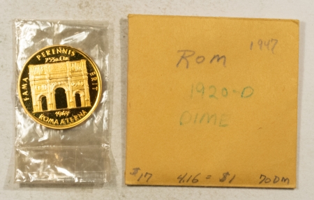 Exonumia 1947 GERMANY GOLD 2.5 DUCAT GRAUL MAGNUS MEDAL ROME AETERNA .98 FINE .274AGW GEM