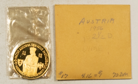 Exonumia 1956 GERMANY GOLD 2.5 DUCAT GRAUL MAGNUS MEDAL GOTT AUSTRIA .98 FINE .279AGW GEM