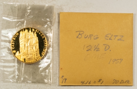 Exonumia 1957 GERMANY GOLD 2.5 DUCAT GRAUL MAGNUS MEDAL CASTRUM ALCEA 98 FINE .274AGW GEM