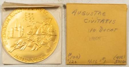 Exonumia 1955 GERMANY GOLD 10 DUCAT GRAUL MAGNUS MEDAL AUGUSTE CIVITATIS, 1.1 OZ AGW, GEM