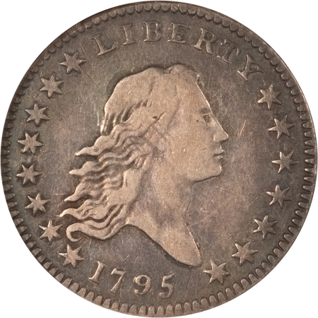 Early Halves 1795 FLOWING HAIR HALF DOLLAR, TWO LEAVES, O-110 – NGC VF-30, PLEASING