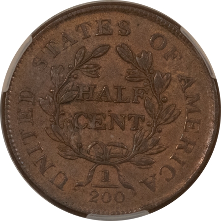 CAC Approved Coins 1804 DRAPED BUST HALF CENT, CROSSLET 4, NO STEMS – CACG MS-62 BN, FRESH & PQ!