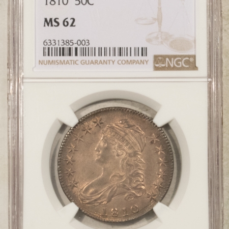 Early Halves 1810 CAPPED BUST HALF DOLLAR – NGC MS-62, SMOOTH ORIGINAL