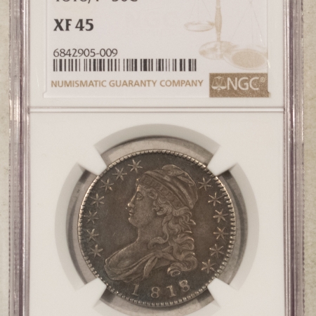 Early Halves 1818/7 CAPPED BUST HALF DOLLAR, SMALL 8 – NGC XF-45, ORIGINAL