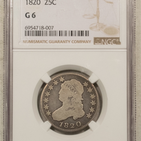 New Store Items 1820 CAPPED BUST QUARTER, LARGE 0 – NGC G-6