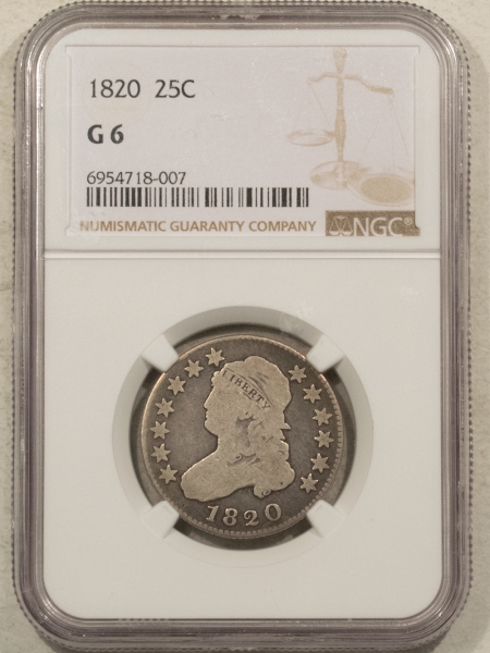 Capped Bust Quarters 1820 CAPPED BUST QUARTER, LARGE 0 – NGC G-6