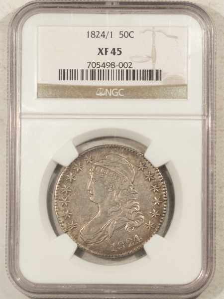 Early Halves 1824/1 CAPPED BUST HALF DOLLAR – NGC XF-45, WITH REMAINING LUSTER