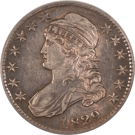 Early Halves 1829/7 CAPPED BUST HALF DOLLAR, O-101a – PCGS AU-55, POPULAR VARIETY!