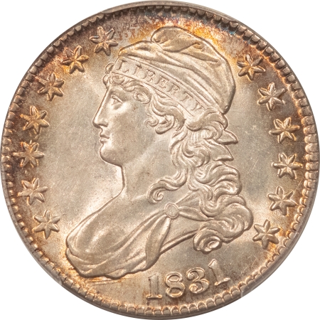 Early Halves 1831 CAPPED BUST HALF DOLLAR PCGS MS-61, PREMIUM QUALITY!