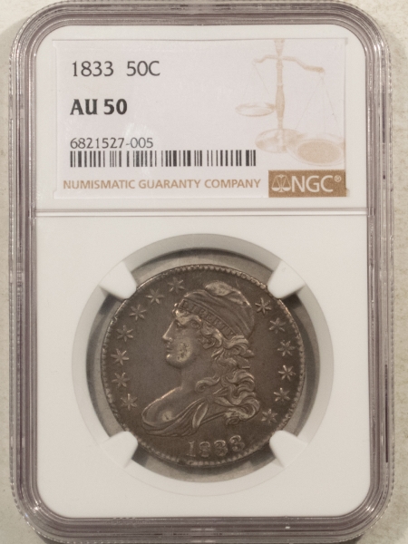 Early Halves 1833 CAPPED BUST HALF DOLLAR – NGC AU-50