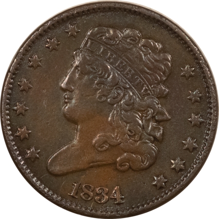 New Store Items 1834 CLASSIC HEAD HALF CENT – HIGH GRADE EXAMPLE BUT POROUS!