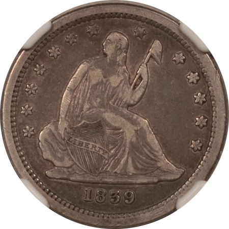 Liberty Seated Quarters 1839 SEATED LIBERTY QUARTER, NO DRAPERY – NGC VF-30, NICE ORIGINAL