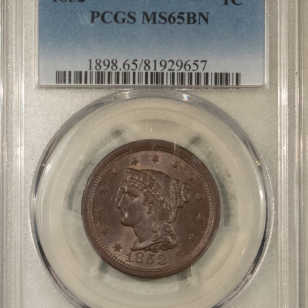 Braided Hair Large Cents 1852 BRAIDED HAIR LARGE CENT – PCGS MS-65 BN, PRETTY GEM!