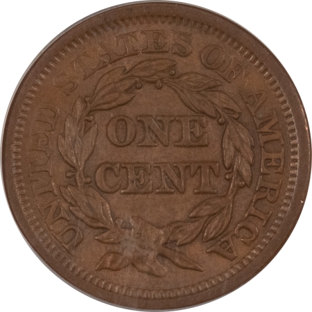 Braided Hair Large Cents 1855 BRAIDED HAIR LARGE CENT, UPRIGHT 55 – PCGS MS-62 BN, SMOOTH & LOOKS CHOICE!