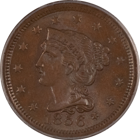 Braided Hair Large Cents 1856 BRAIDED HAIR LARGE CENT, UPRIGHT 5 – PCGS MS-64 BN, CAC! PRETTY & PQ+!