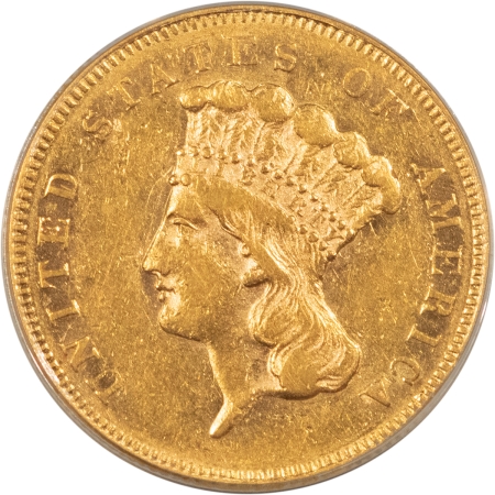 $3 1857 $3 GOLD PRINCESS – ANACS AU-50, FLASHY & VERY NICE FOR THE GRADE!