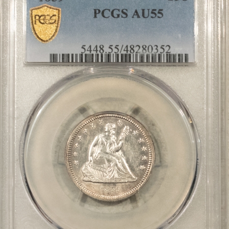 Liberty Seated Quarters 1859 SEATED LIBERTY QUARTER – PCGS AU-55, FLASHY!