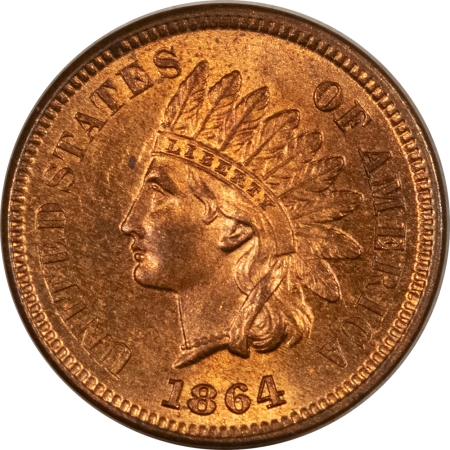 Indian 1864 L INDIAN CENT – UNCIRCULATED, RED & BROWN!