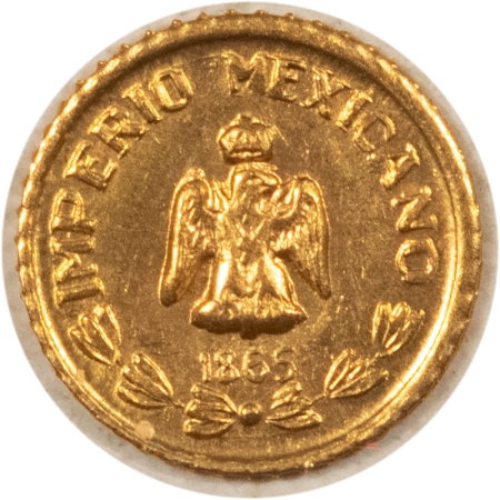 Gold Bullion 1865 MEXICO MAXIMILIAN GOLD WEDDING TOKEN, .0147 OZ AGW, UNC