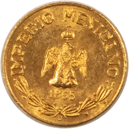 Gold Bullion 1865-B MEXICO MAXIMILIAN GOLD WEDDING TOKEN, .0147 OZ AGW, UNC