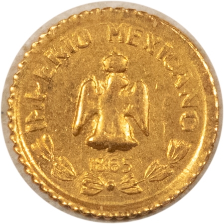 Gold Bullion 1865 MEXICO MAXIMILIAN GOLD WEDDING TOKEN, .0147 OZ AGW, UNC