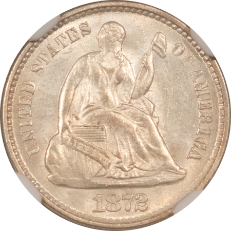 Liberty Seated Half Dimes 1872 SEATED LIBERTY HALF DIME – NGC MS-62, LUSTROUS!