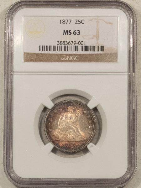 Liberty Seated Quarters 1877 SEATED LIBERTY QUARTER – NGC MS-63, CHOICE & PRETTY!