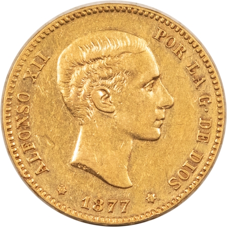 Gold Bullion 1877 SPAIN 25 PESETAS GOLD .2334 AGW KM-673 HIGH GRADE EXAMPLE!