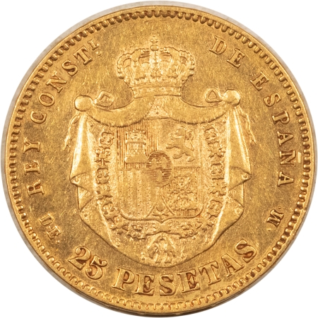 Gold Bullion 1877 SPAIN 25 PESETAS GOLD .2334 AGW KM-673 HIGH GRADE EXAMPLE!