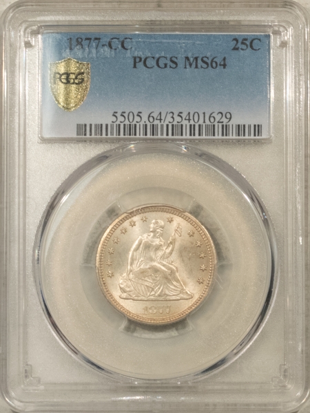 Liberty Seated Quarters 1877-CC SEATED LIBERTY QUARTER PCGS MS-64 PREMIUM QUALITY LOOKS GEM CARSON CITY!