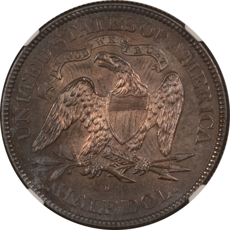 Liberty Seated Halves 1877-S SEATED LIBERTY HALF DOLLAR, TY 1 REV, MICRO S – NGC MS-62, BETTER VARIETY