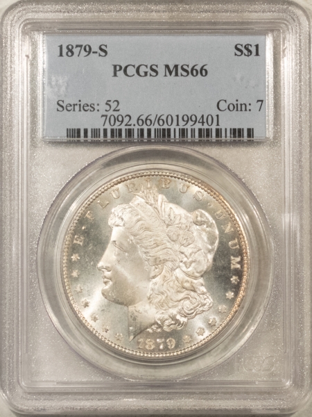 Morgan Dollars 1879-S $1 MORGAN DOLLAR – PCGS MS-66, FRESH WHITE & SUPER PREMIUM QUALITY!