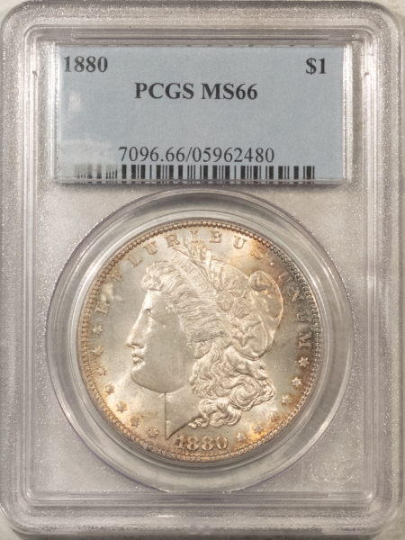 Morgan Dollars 1880 $1 MORGAN DOLLAR – PCGS MS-66, FRESH GEM W/ GREAT CHEEK!