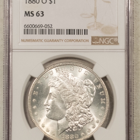 Morgan Dollars 1880-O $1 MORGAN DOLLAR – NGC MS-63, WHITE, CHOICE!