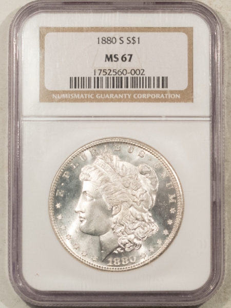 Morgan Dollars 1880-S $1 MORGAN DOLLAR – NGC MS-67, BLAZING WHITE & SUPERB GEM!