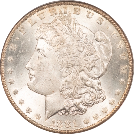 Morgan Dollars 1881-CC $1 MORGAN DOLLAR – PCGS MS-64, BLAST WHITE CARSON CITY!