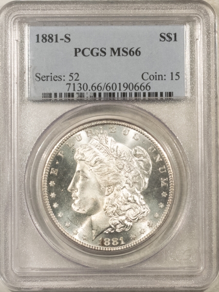 Morgan Dollars 1881-S $1 MORGAN DOLLAR – PCGS MS-66 BLAST WHITE & NICE!