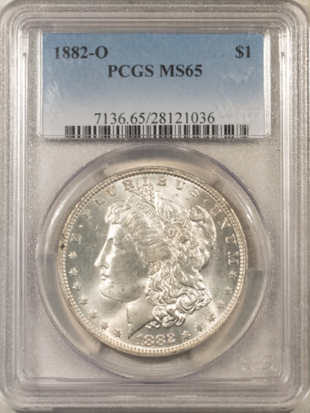 Morgan Dollars 1882-O $1 MORGAN DOLLAR – PCGS MS-65, BLAST WHITE GEM!