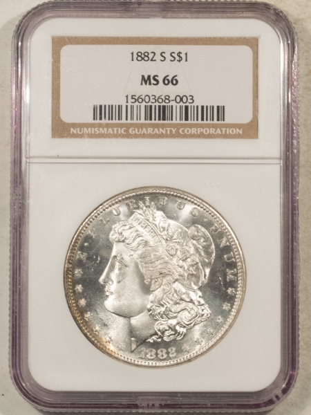 Morgan Dollars 1882-S $1 MORGAN DOLLAR – NGC MS-66, BLAST WHITE W/ GREAT LUSTER!