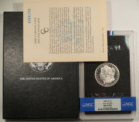 Morgan Dollars 1883-CC $1 MORGAN DOLLAR GSA – NGC MS-63 DPL BOX & COA! ULTRA DEEP! CARSON CITY!