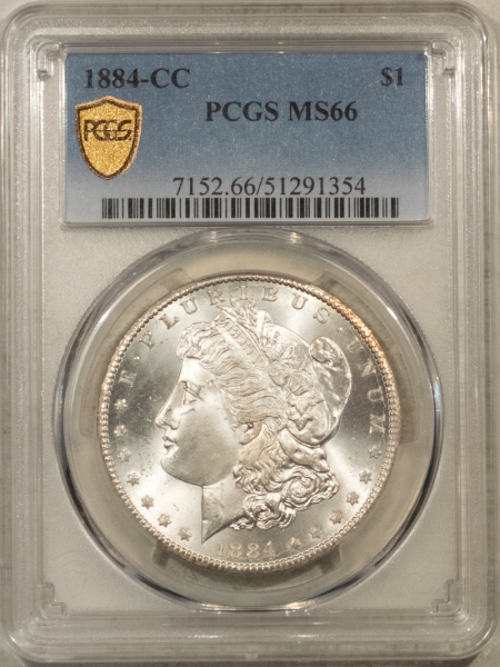 Morgan Dollars 1884-CC MORGAN DOLLAR PCGS MS-66, BLAST WHITE, PREMIUM QUALITY!