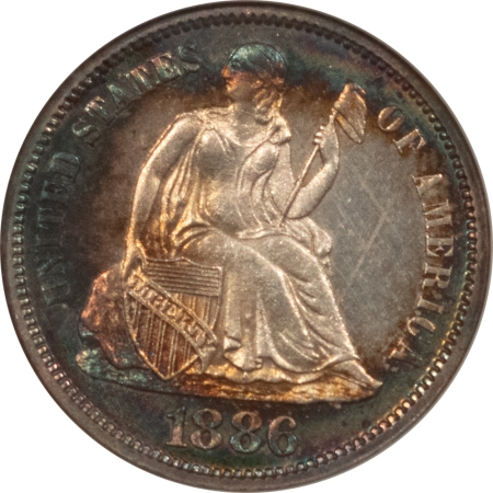 Liberty Seated Dimes 1886 PROOF SEATED LIBERTY DIME NGC PF-62 CAC, FATTIE HOLDER, GORGEOUS PQ++