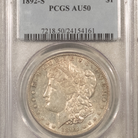 Morgan Dollars 1892-S $1 MORGAN DOLLAR – PCGS AU-50, REALLY TOUGH DATE, NICE FRESH!