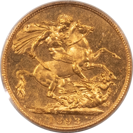 Bullion 1893 GREAT BRITAIN VICTORIA GOLD SOVEREIGN .2354 OZ AGW, KM785 PCGS MS-62 FLASHY